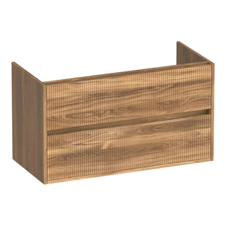 BRAUER Adore Wavy wastafelonderkast 100 2 softclose lades - greeploos - 1 sifon uitsparing - Honey