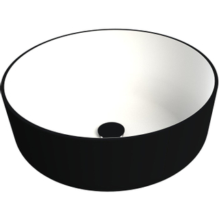 Thebalux type sienna lavabo 36x36x13cm 1 trou pour robinet 1 évier rond céramique blanc mat/noir mat