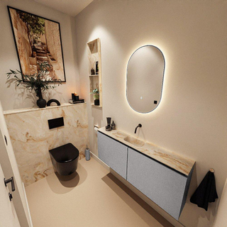 MONDIAZ TURE-DLUX Meuble toilette - 120cm - Plata - EDEN - vasque Frappe - position centrale - sans trou de robinet