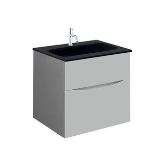 Crosswater Glide II ensemble de meubles de salle de bain - 50x45x52cm - 2 tiroirs lavabo sans poignée trou de robinet - noir storm grey