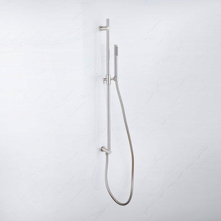 Fugaflow Eccelente Sobrado Ensemble de barre curseur - coude mural intégré - flexible de douche lisse - douchette à main - Acier inoxydable brossé PVD (Acier inoxydable)