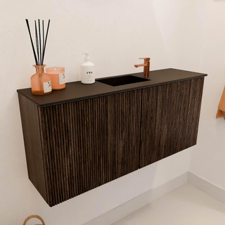 Mondiaz JOYA 90cm toiletmeubel - kleur Walnut - Wastafel FAYE positie Midden 1 kraangat kleur Urban.