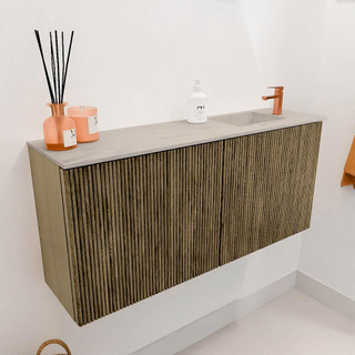 Mondiaz JOYA-DLUX 90cm toiletmeubel - kleur Dusk - Wastafel FAYE positie Rechts 1 kraangat kleur Opalo.