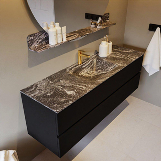 Mondiaz VICA-DLUX ensemble de meuble de salle de bain - 150cm - meuble sous-vasque urban - 2 tiroirs - lavabo encastré cloud milieu - 1 trou de robinet - miroir modèle spot - version XL 60cm haut - lave