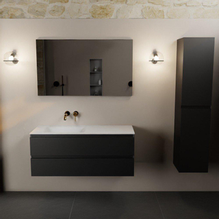 Mondiaz AIVY Ensemble de meuble - 120x45x50cm - 0 trous de robinet - 1 vasque Talc Solid surface - Gauche - 2 tiroirs - avec miroir - MDF Urban