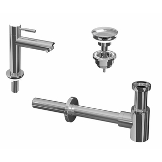 INK 1A Fonteinkraanset - staande Fonteinkraan - laag - always open - plug en designSifon - Chroom - beschadigd-OUTLET UDEN