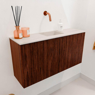 Mondiaz JOYA-DLUX 80cm toiletmeubel - kleur Ruby - Wastafel FAYE positie Midden Zonder kraangat kleur Meli.