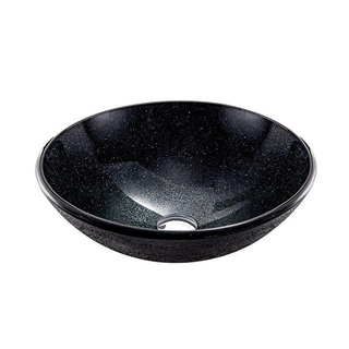 Saniclass Pesca black grey Waskom - 42x42x14.5cm - rond - gehard glas - grijs zwart