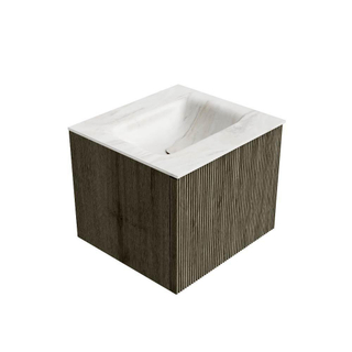 Mondiaz KURVE-DLUX Badkamermeubelset - 50x46x40cm - 1 lade - wastafel solid surface - midden - 1 kraangat - Shadow