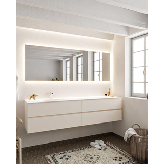 Mondiaz VICA ensemble de meuble de salle de bain - 200cm - meuble sous-vasque lin - 4 tiroirs - lavabo lune gauche - 1 trou de robinet - version XL 60cm de haut