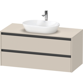 Duravit ketho 2 meuble sous lavabo avec plaque console et 2 tiroirs 120x55x56.8cm avec poignées anthracite taupe super mat