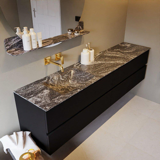 Mondiaz VICA-DLUX ensemble de meuble de salle de bain - 200cm - meuble sous-vasque urbain - 4 tiroirs - lavabo encastré cloud gauche - sans trous de robinet - miroir modèle spot - version XL 60cm de haut - lave