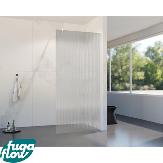 FugaFlow Eccelente Vetro inloopdouche badkamer - 180x200cm - ribbelglas - wandarm - mat wit