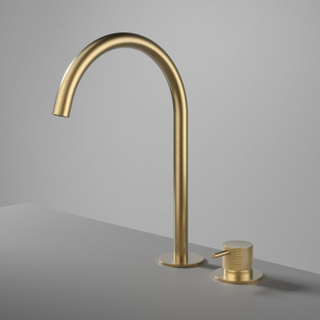 Hotbath Cobber Wastafelmengkraan - hoog - opbouw - zonder waste - geborsteld messing PVD (goud)