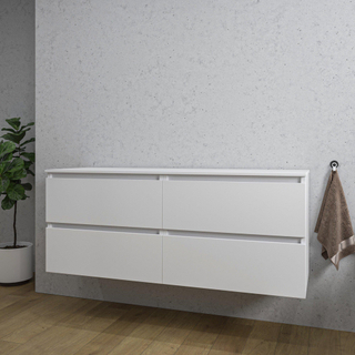 Adema Chaci Meuble sous vasque - 140cm - 2 tiroirs - poignée intégrée - blanc mat
