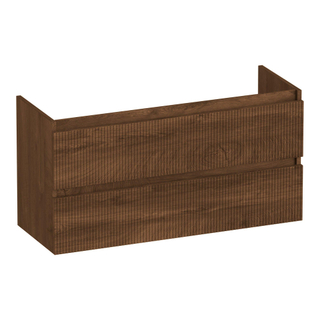 BRAUER Joy Wavy wastafelonderkast ondiep 100 2 softclose lades - greeploos - 1 sifon uitsparing - Forest Cacao