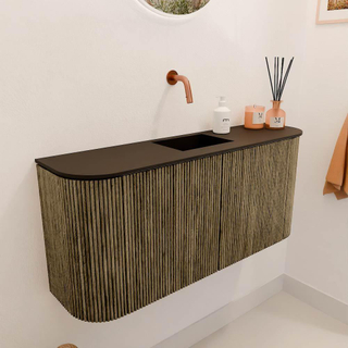 Mondiaz JOYA 93.2cm toiletmeubel - ronding links en rechts kleur Dusk - Wastafel FAYE positie Midden Zonder kraangat kleur Urban.