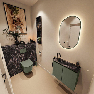 MONDIAZ TURE-DLUX Meuble toilette - 60cm - Army - EDEN - vasque Lava - position gauche - 1 trou de robinet