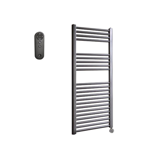 Sanicare HVS Radiateur électrique - 111,8x60cm - 730W - avec télécommande - thermostat - chrome - en bas à droite - gunmetal (anthracite)