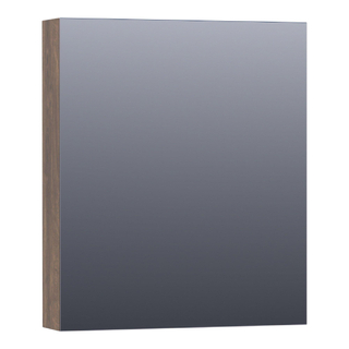 Saniclass Plain Spiegelkast - 60x70x15cm - 1 rechtsdraaiende spiegeldeur - MFC - burned bark