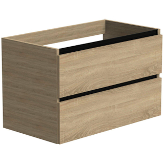 Thebalux onderkast type1 80cm 2x lade greeploos 2x alu greeplijst mat zwart 1x uitsparing incl witte sifonset