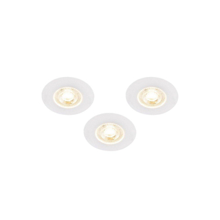 QAZQA Ulo Inbouwspot - set van 3 - 8.2x8.2cm - incl. LED - 3 staps dimbaar - IP65 - rond - mat wit