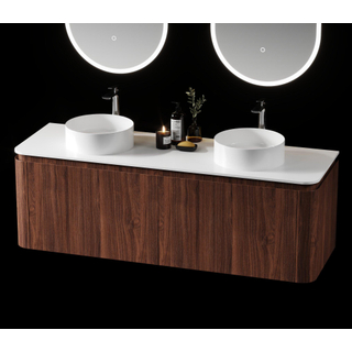 Saniclass Terra Wastafelonderkast - 140cm - 4 lades - afgeronde hoeken - kastanje