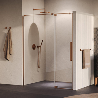 BRAUER Stellar Nisdeur - 2-delig - 160x200cm - draaideur - glascoating - omkeerbaar - helder glas - geborsteld koper PVD
