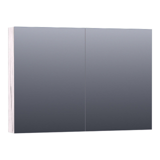 Saniclass Plain Spiegelkast - 100x70x15cm - 2 links/rechtsdraaiende spiegeldeuren - MFC - Birch