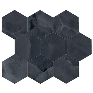 EnergieKer Onyx ek - Carrelage mural et sol - 26x30cm - effet pierre naturelle - hexagonal - Black pulido (noir)