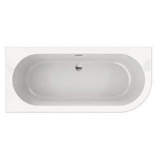 Xenz charley xs baignoire d'angle, gauche 165x75 bicolor blanc/ébène avec combinaison de remplissage de baignoire 7006 acier inoxydable