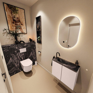 MONDIAZ TURE-DLUX Meuble toilette - 60cm - Rosee - EDEN - vasque Lava - position gauche - 1 trou de robinet
