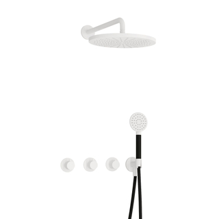 Hotbath Cobber ensemble de douche encastré thermostatique avec 2 vannes d'arrêt avec douchette ronde et m106 blanc mat