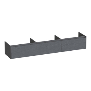 BRAUER Embrace wastafelonderkast - 219.8x35x45.5cm - met 3 softclose lades - greeploos - 0 sifon uitsparingen - Timber Grey