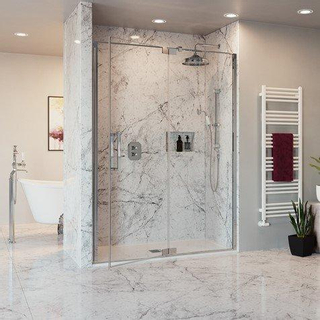 Crosswater Optix 10 Porte de douche - profilé tournant - 100x200cm - paroi fixe - inox poli