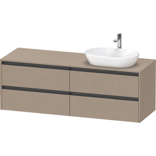 Duravit ketho 2 meuble sous lavabo avec plaque console avec 4 tiroirs pour lavabo à droite 160x55x56.8cm avec poignées anthracite lin mat