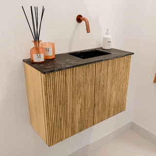 Mondiaz JOYA-DLUX 60cm meuble de salle de bains - couleur Oak - Vasque FAYE position Droite Sans trou de robinet couleur Lava