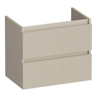 BRAUER Joy Wavy wastafelonderkast ondiep 60 2 softclose lades - greeploos - 1 sifon uitsparing - mat beige