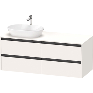 Duravit ketho 2 meuble sous lavabo avec plaque console avec 4 tiroirs pour lavabo à gauche 140x55x56.8cm avec poignées blanc anthracite super mat