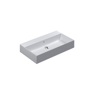 Thebalux Type Cube Lavabo 81x46x12cm sans trou de robinet avec vasque rectangulaire céramique blanc mat