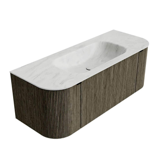 Mondiaz KURVE-DLUX Badkamermeubelset - 120x46x40cm - 1 lade - 2 deuren - wastafel solid surface - midden - 1 kraangat - Shadow