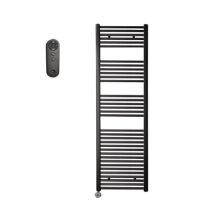 Sanicare HVS Elektrische Radiator - 172x60cm - 1127W - met afstandsbediening - thermostaat - chroom - linksonder - mat zwart