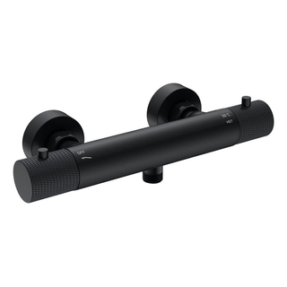 Wiesbaden Ribbd Mitigeur thermostatique de douche entraxe 15 cm noir mat