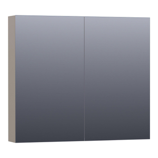 BRAUER Impress spiegelkast - 80x70x15cm - zonder verlichting - 2 dubbelzijdige spiegeldeuren - mat taupe