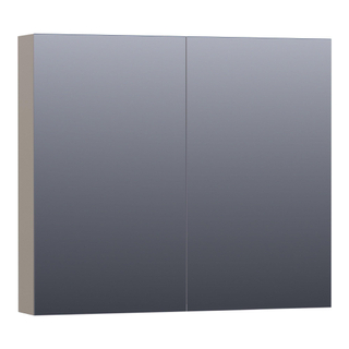 Saniclass Plain Spiegelkast - 80x70x15cm - 2 links/rechtsdraaiende spiegeldeuren - MDF - mat taupe