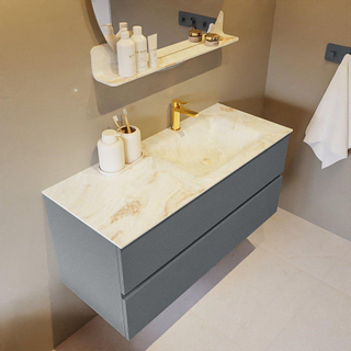 Mondiaz VICA-DLUX ensemble de meuble de salle de bain - 110cm - meuble sous-vasque plata - 2 tiroirs - lavabo encastré cloud droite - 1 trou de robinet - version haute de 60cm - frape