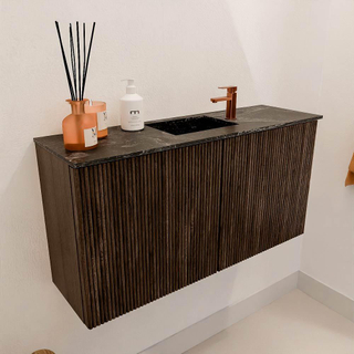 Mondiaz JOYA-DLUX 80cm toiletmeubel - kleur Walnut - Wastafel FAYE positie Midden 1 kraangat kleur Lava.