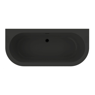 Xenz Charley XS hoekbad - 165x76cm - waste zwart mat - met overloop - Middenopstelling - Acryl Ebony OUTLETSTORE