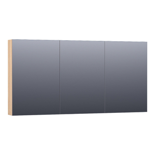 Saniclass Plain Spiegelkast - 140x70x15cm - 3 links- en rechtsdraaiende spiegeldeuren hout - Smoked oak