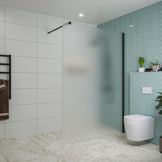 FugaFlow Eccelente Vetro Douche à l'italienne - 140x200cm - verre satiné - Noir mat